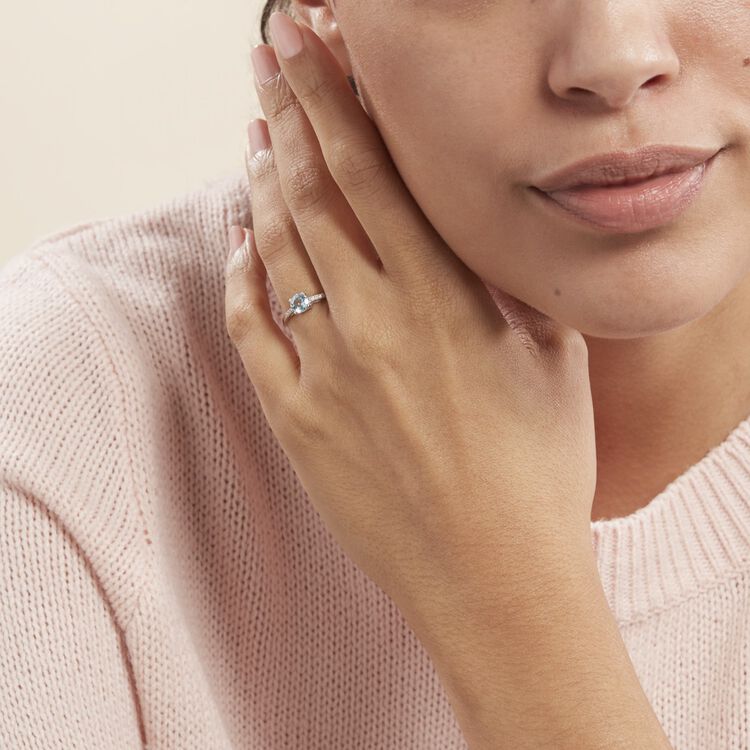 Bague Tarente Or Blanc Topaze Et Oxyde De Zirconium - Bagues solitaires Femme | Histoire d’Or